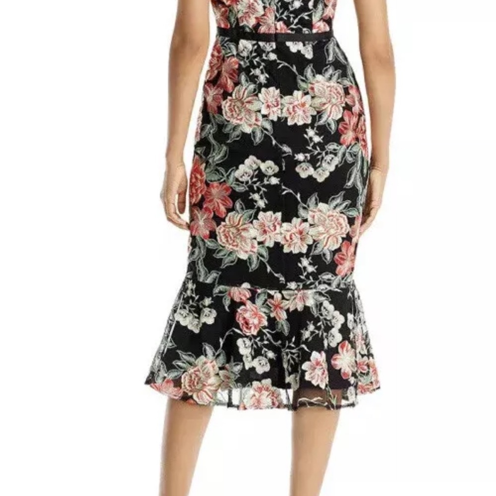 Sam Edelman Hibiscus Black Floral Strapless Dress